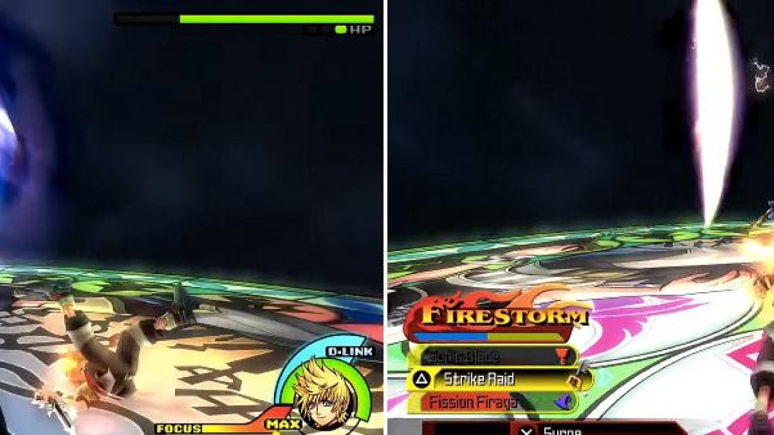 Vanitas rushes at you constantly (left) but you can dodge the attacks if you’re fast enough. He also uses his sword to create a ton of energy (right) in various forms.