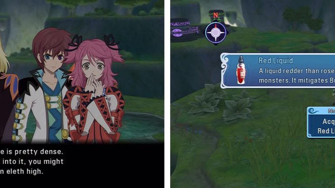 Watch the skit and then make your way to the golem fight to get the Red Liquid.