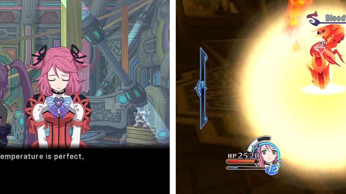 After a conversation about bathing you’ll end up in a fight with Pascal (left). Cheria’s ranged daggers should allow you to break Pascal’s artes and avoid damaging spells (right).