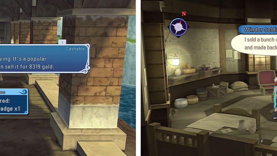 Give the Life Bottles to the guard for the Feather Badge and then head inside for a scene.