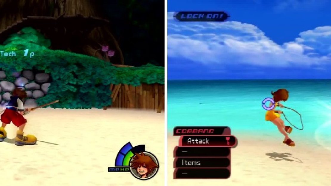 Wakka will throw his Blitzball at you (left), knock it back to stun him. Selphie (right) doesn’t offer much of a fight.