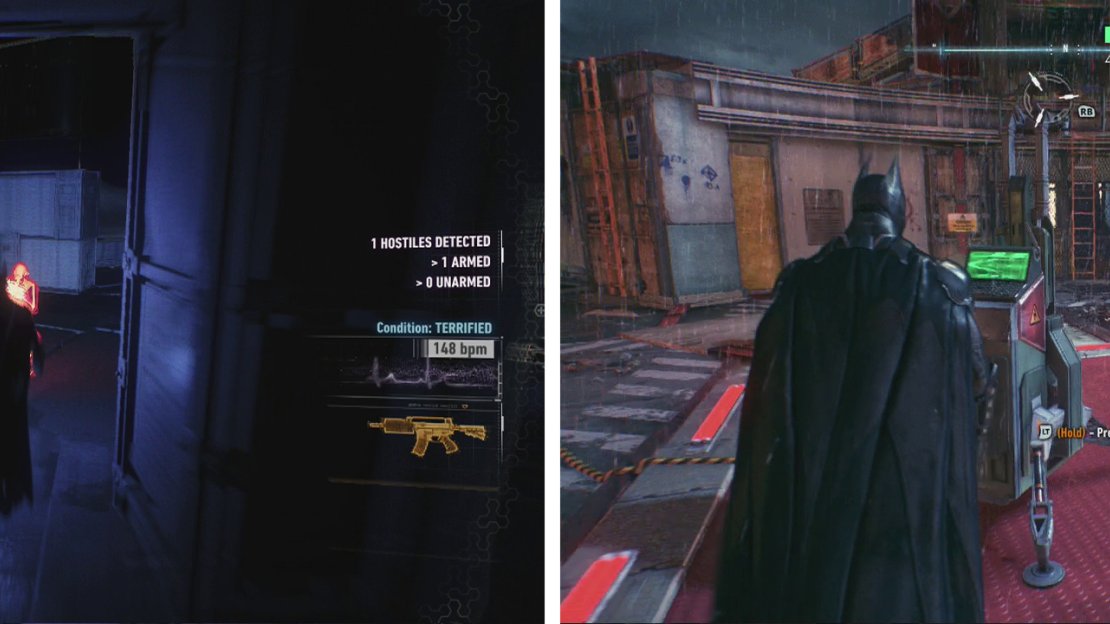 Take down the enemies one at a time (left). Once it is all clear, hit the console with Explosive Gel (right).