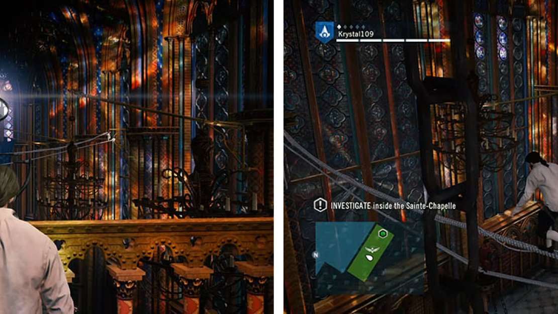Place the talisman to allow the chandeliers to move so you can cross them.