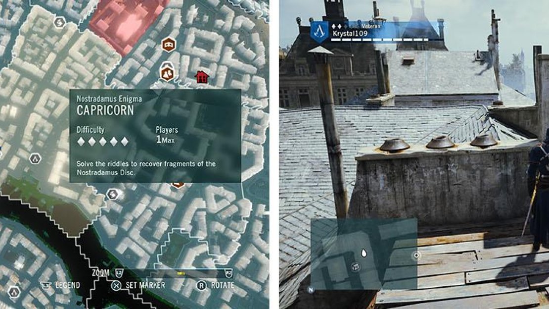 The starting position is on a roof to the east of the Grand Chatelet.
