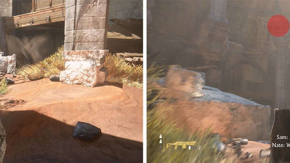 Use grenades to take out the heavy armored enemies first (left) and then move up the levels for a height advantage or a grenade launcher enemy will (right).