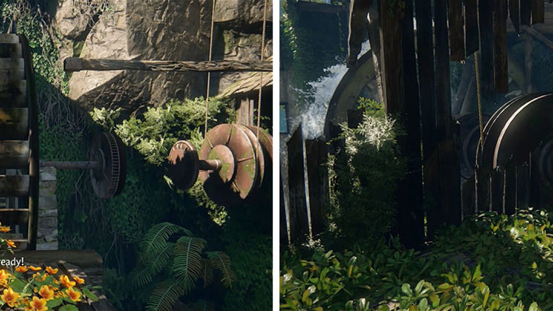 Elena stopping the water allows you to cross over to the gear controls.