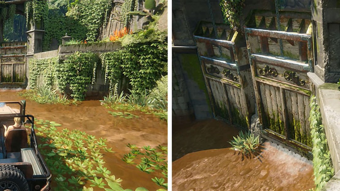 When you reach the sluice gates you’ll have to open the right one to continue.