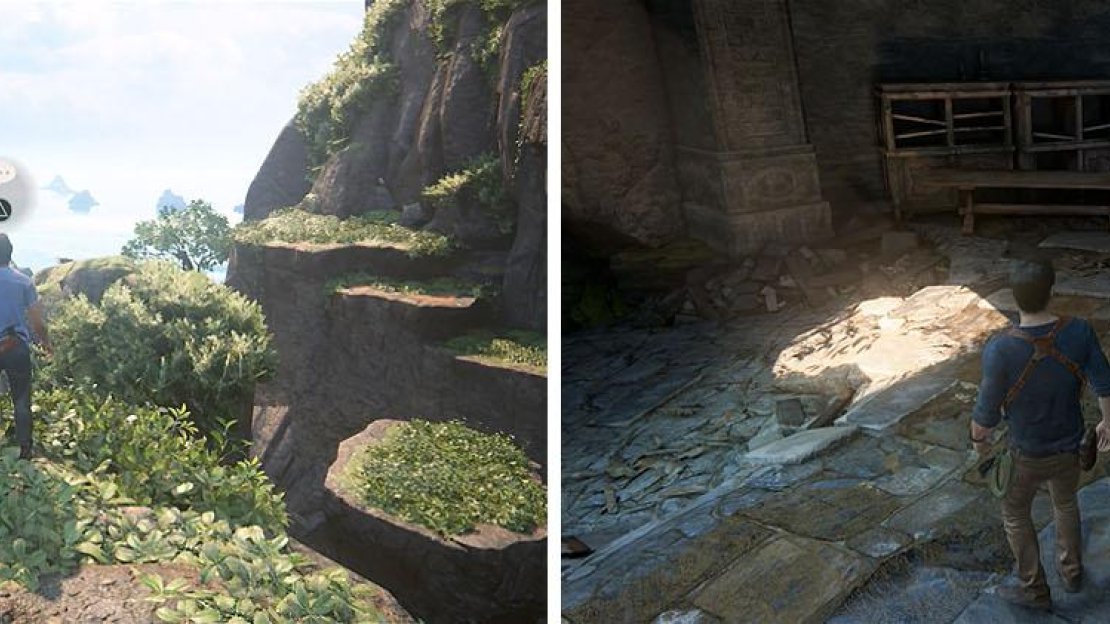 Left: Nice view. / Right: A staging ground of some kind.