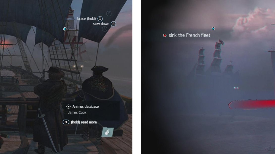Follow your allies into the smoke (left). Use your mortars from a distance to damage ships as you approach (right).
