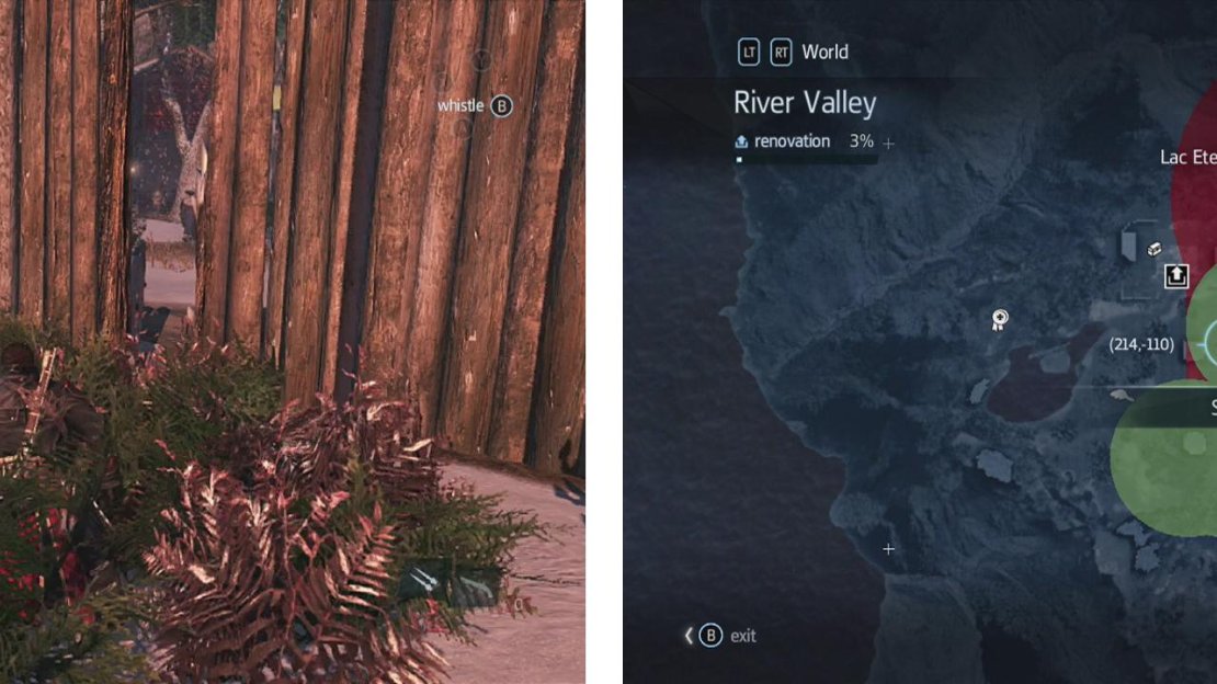 Enter the fort via the hole in the fence (left). Track down the assassins inside either from cover or running around like a crazy person (right).