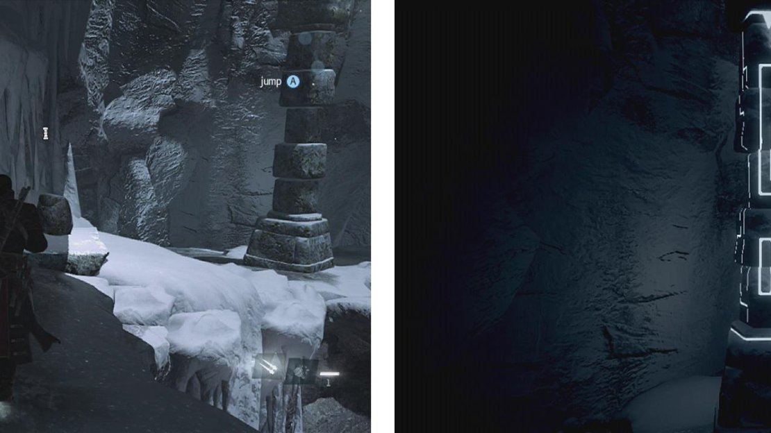 Interact with the pillar (left). Arrange the segments as such (right) to solve the puzzle.
