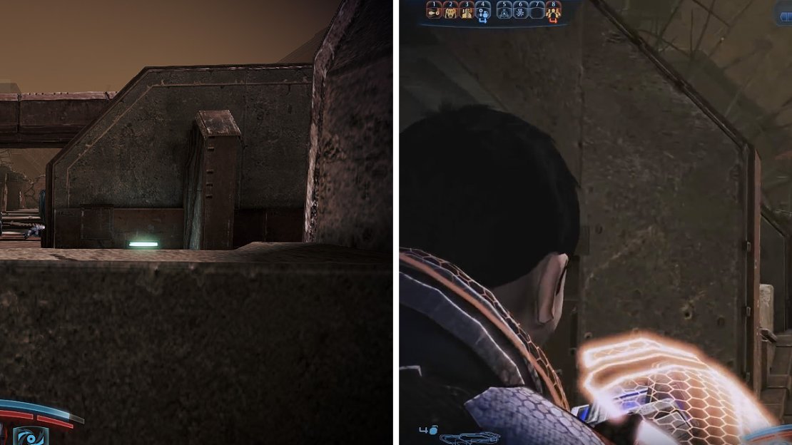 You will be fighting guards from all around you so keep your wits about you (left). Make your way up the ramp to the control room (right).