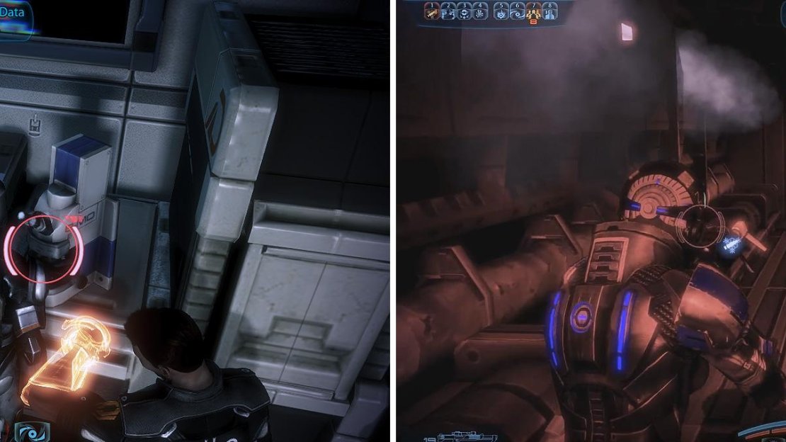 The Turian Toxin Data is needed for another Citadel side mission (left). Climb the ladder and grab the Carnifex (right) on the left.