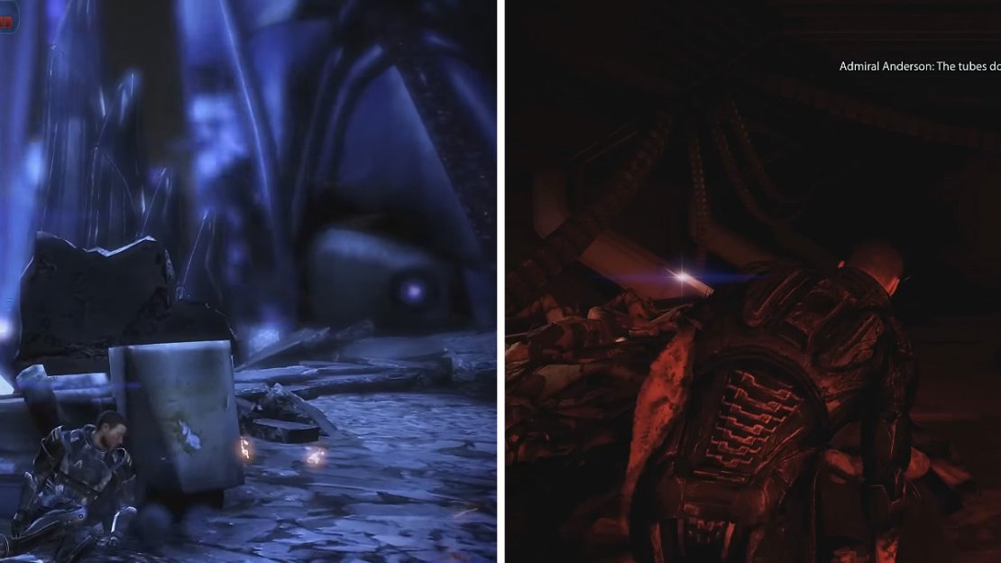 Keep moving forward from the beam but beware the Marauder (left) and through the Citadel to reach the central room.
