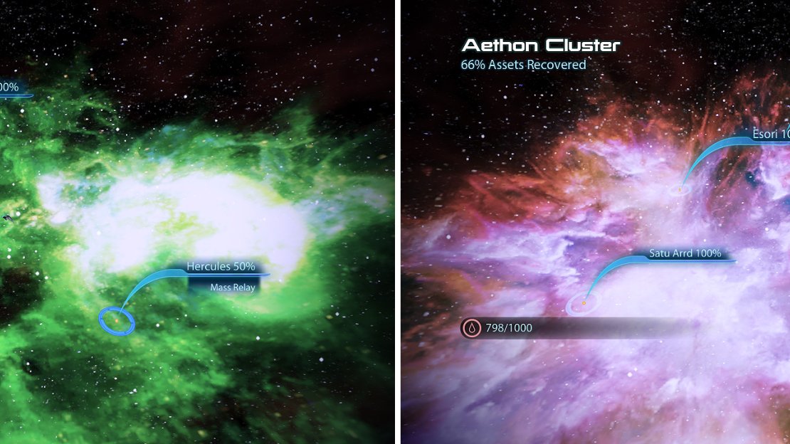 As with many of the systems, War Assets and Fuel can be found here (left). There’s quite a few assets to be had in this system (right).