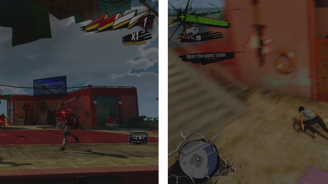 Kill off the Scabs and Rushers on the rooftops (left) and then interact with the safe room door (right).