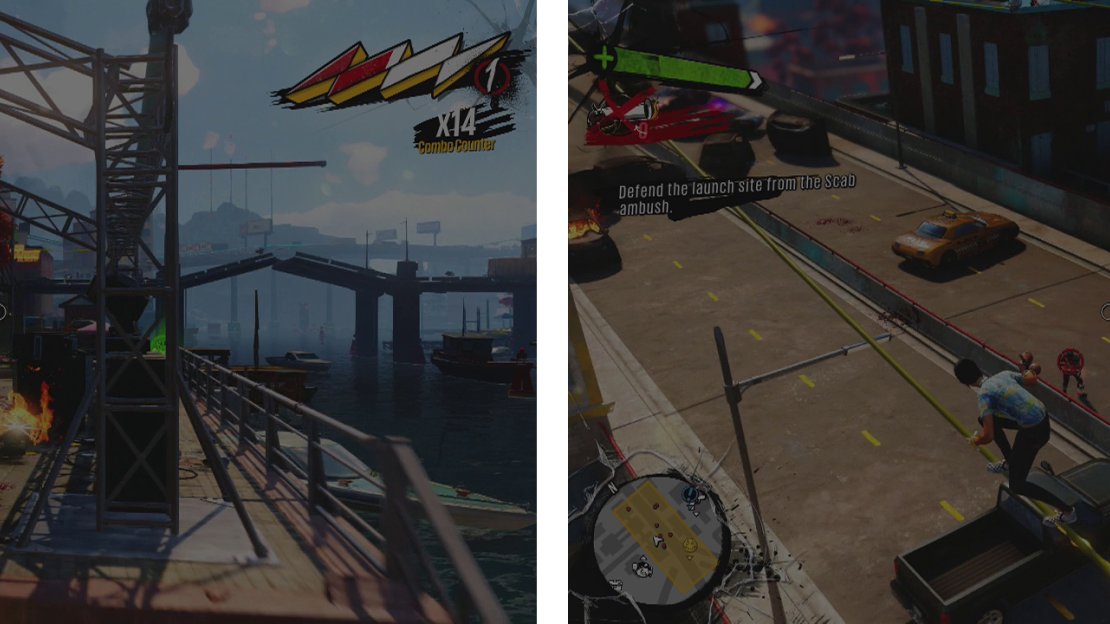 Grab the Flywheel (left) from the Scabs nearby. Return to the glider and defend the area (right).