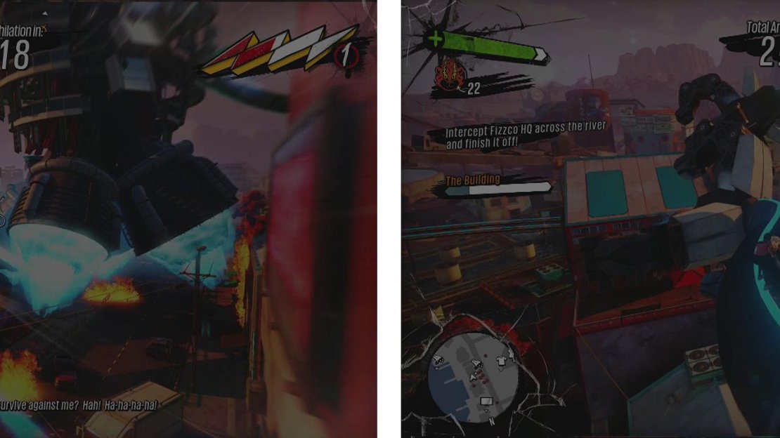 Use the raised trainline (left) to reach the boss for the final time. Climb the tentacles (right) and destory the core to take it down for good.