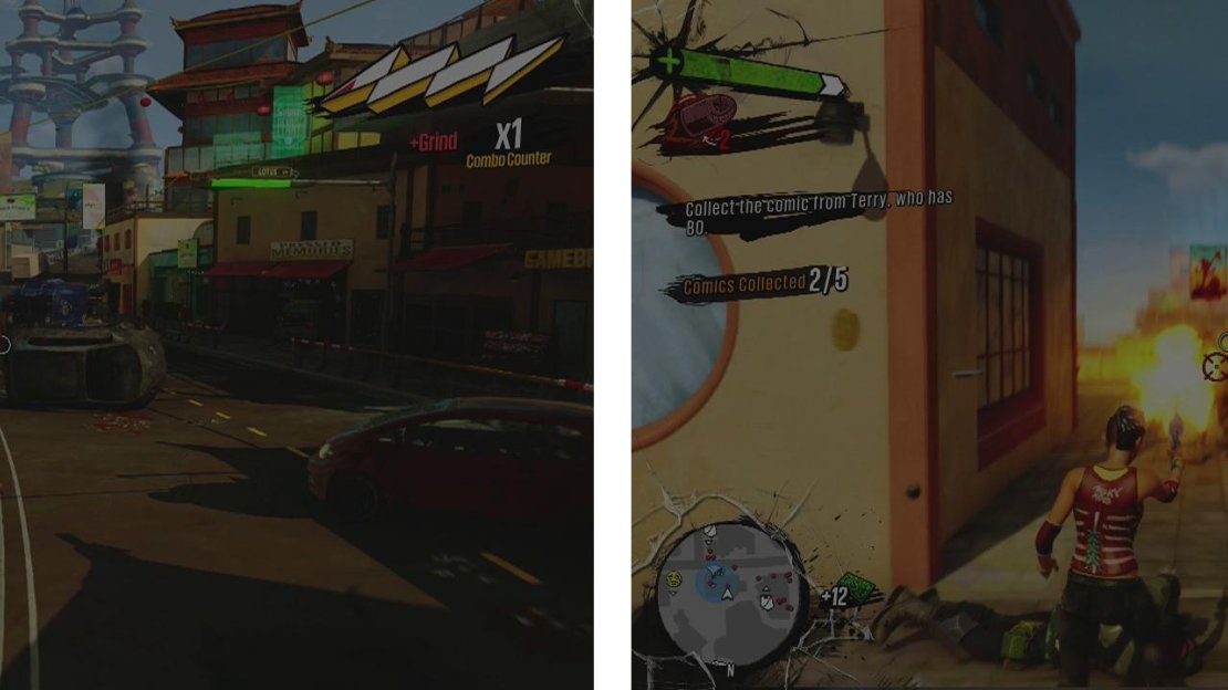 The first comic is held by an OD (left), the third by a Scab (right).