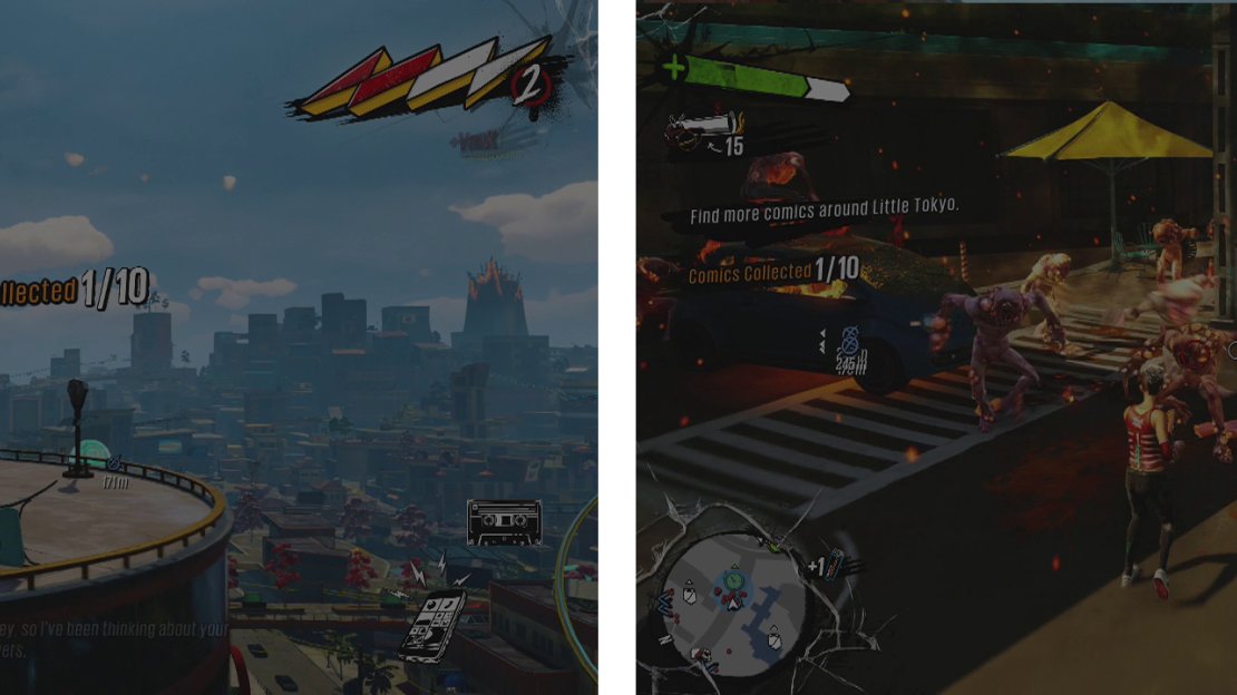 The first comic is beneath a parasol on a rooftop (left). The second is being carried by a regular OD we need to kill and loot (right).