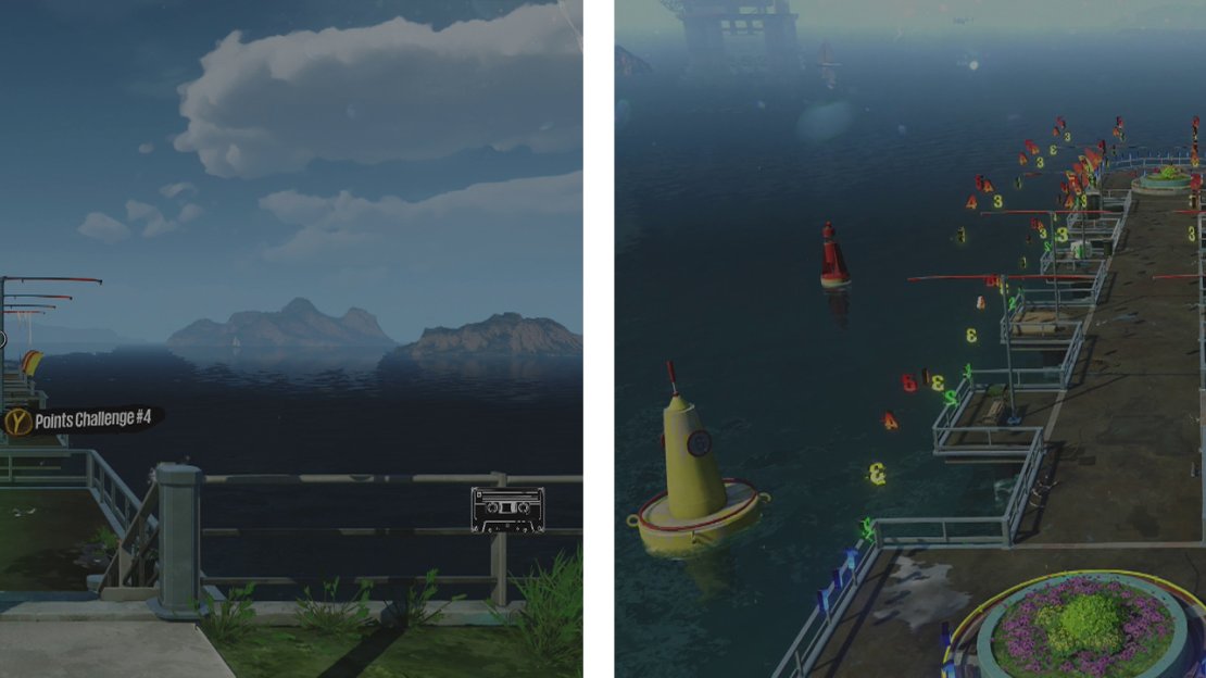 Start the challenge here (left). We’ll be doing mostly pole swinging and grinding in this one (right).