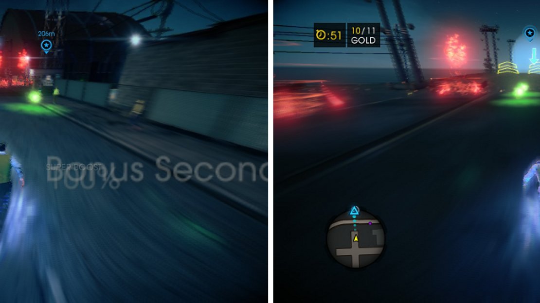 Get the green orbs to go faster and make sure you avoid the firewalls.