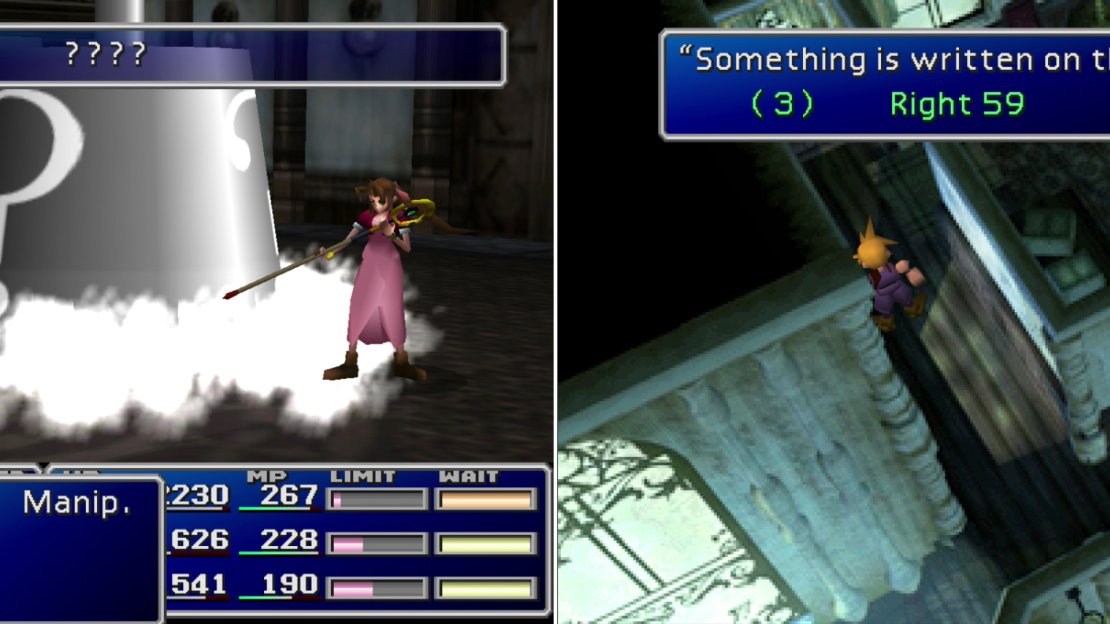 Jersey enemies will cast the “????” Enemy Skill on you (left). Search the eastern upstairs hallway for another code (right).