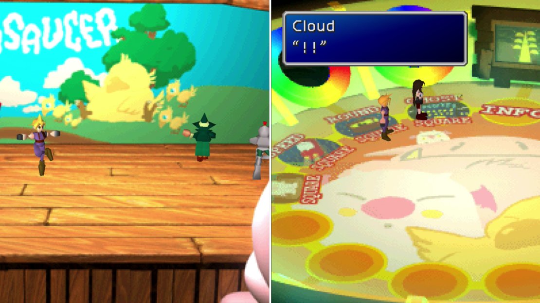Depending on your actions earlier in the game you’ll get to enjoy a “date” with either Aeris, Barret, Tifa or Yuffie (left). As you return to the Ghost Square from your date, you’ll find out who the traitor in your midst is (right).