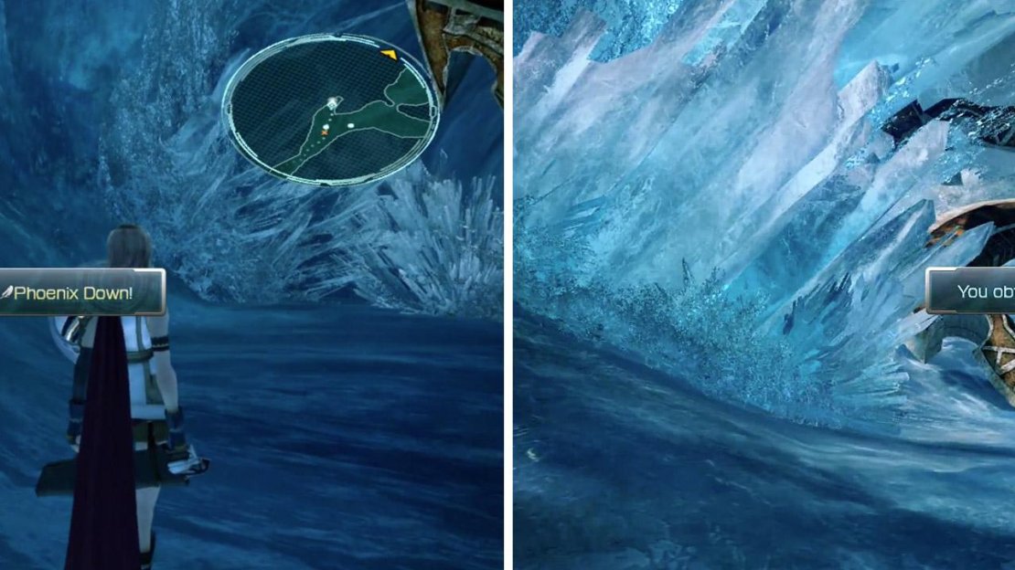 Tuft of Phoenix Down (Left) 50 Gil (Right).