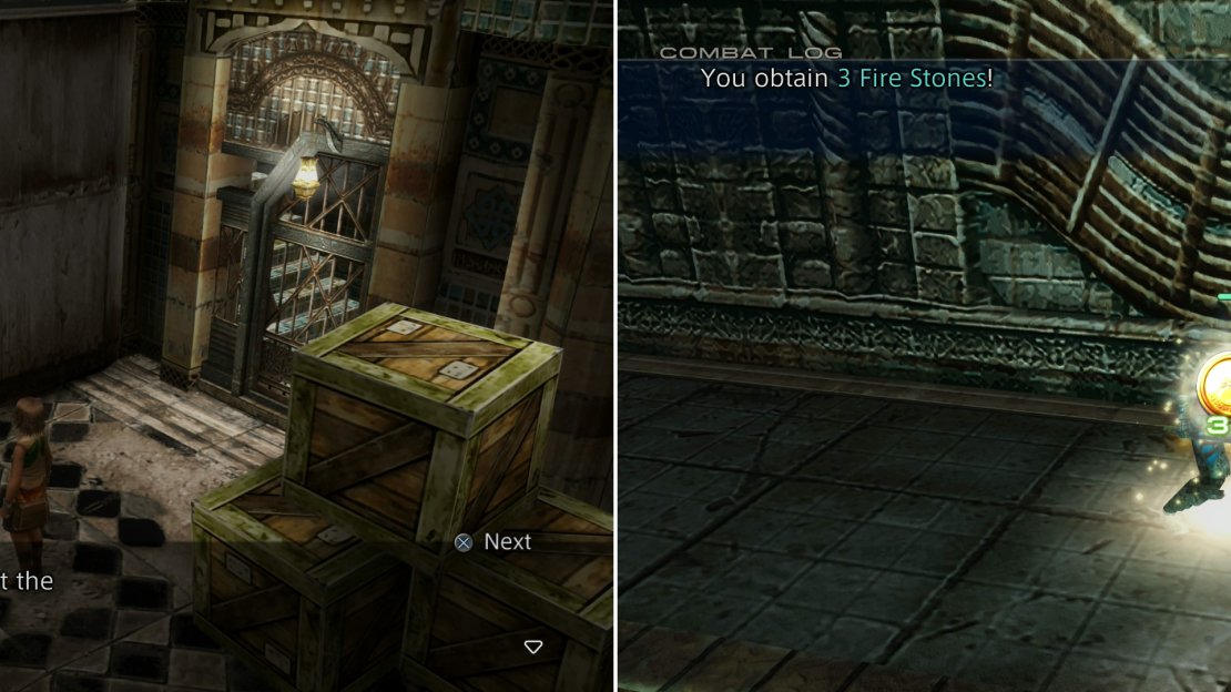 Talk to Kytes and he’ll open the door to Garamsythe for you (left). Dire Rats are common foes here which are easy to chain, if you want to earn some Gil (right).