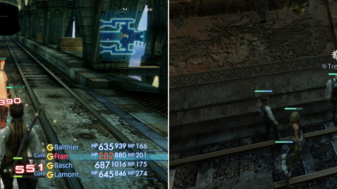 Traps make their debut in the Lhusu Mines, and provide a good reason to keep Libra active at all times (left). New treasures can also be found throughout the Lhusu Mines (right).