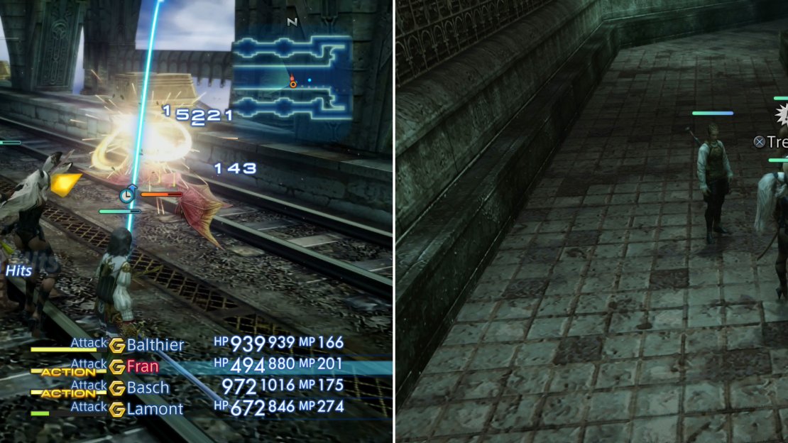 In the Oltam Span area you may encounter the elusive Aerieel (left). Be sure to explore a side passage to find a chest with the Numerology technick in it (right).