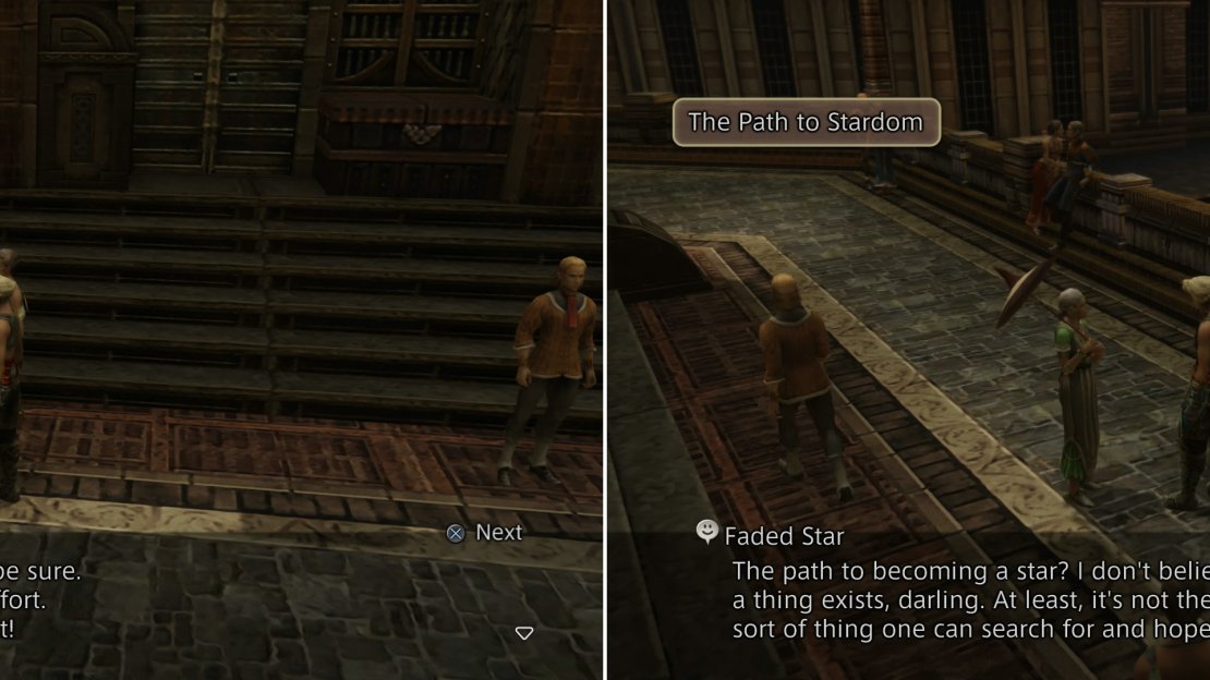 An Aspiring Starlet will complain about the “path to stardom” (left), while a Faded Star will discount the concept entirely (right).