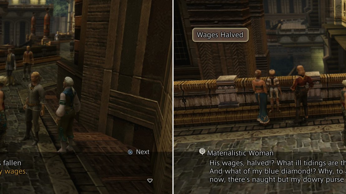 A Worried Husband laments this his employer “halved my wages” (left), but his Materialistic Wife merely turns to previously untapped resources (right).