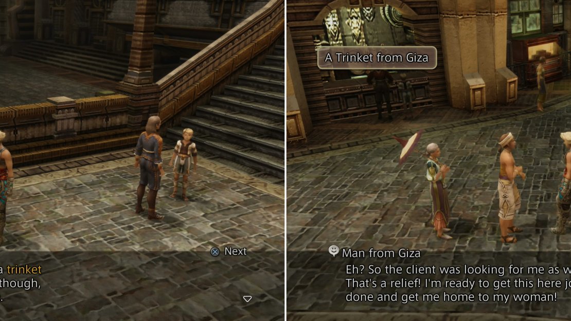 A Daughter-in-Law conspires to acquire a “trinket from Giza” for her husband’s mother (left), and to facilitate this you’ll need to locate the wayward “Man from Giza” (right).