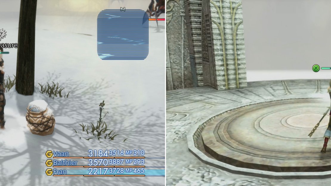 In the Ice Field of Clearsight and the Edge of Reason area you’ll find an abundance of treasure (left). Some of the shrines in these areas house dangerous creatures (right).