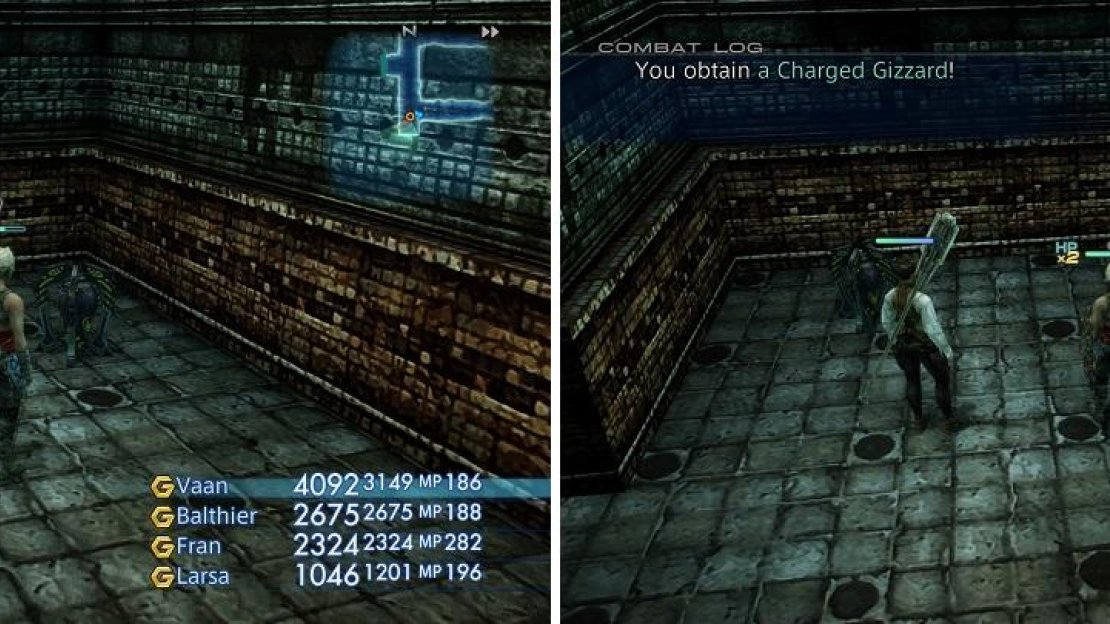 Hmm, those treasures look awfully suscipious (left). The Thunderbugs are your only source for Charged Gizzards in the entire game (right).