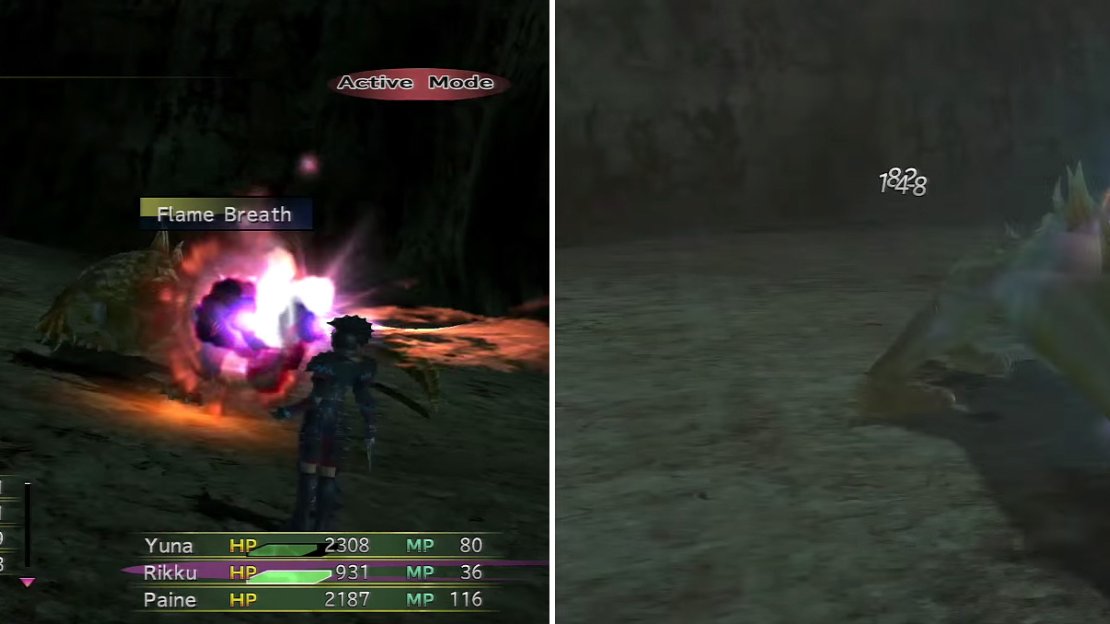Like the Flame Dragon earlier in the game, Zalamander can use Flame Breath (left) but he he also has a Tail Smash (right). Protect is a must in this battle.