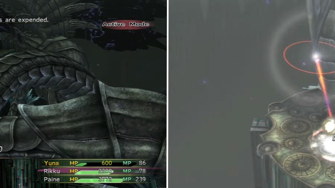The sweeping attack (left) is far more dangerous than the laser (right).
