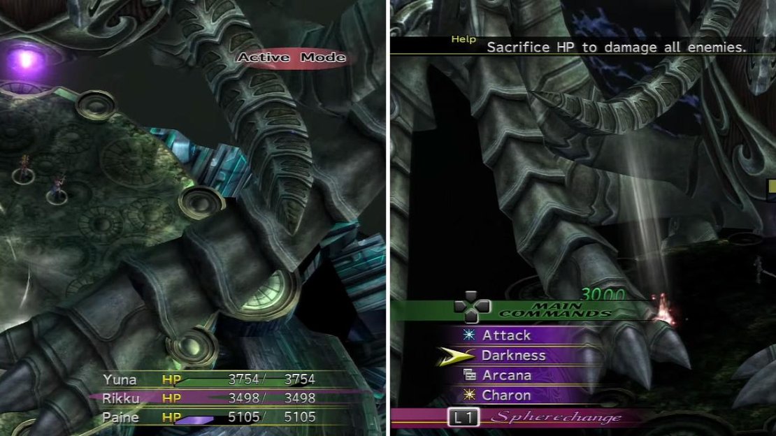 This phase can counter-attack (left) almost anything you use so buff yourself immediately. It can also revive the Bulwarks (right) completely. Using Darkness helps a lot to keep them down though.
