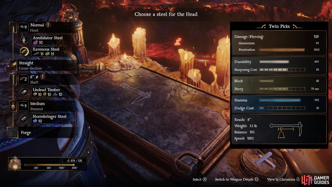 There is a massive amount of depth to the weapon forging including what materials to use.