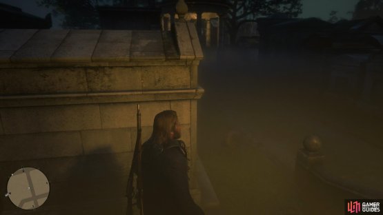 The dog can be found to the southwest of the graveyard