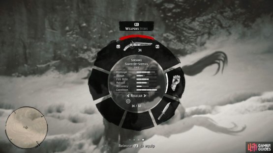 Stand next to a horse to access your loadout