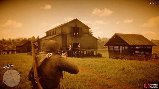 use Dead Eye as you approach the barn to take out the remaining enemies easily.