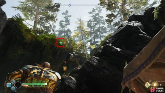 Look above Sindri’s Shop to find the second Raven
