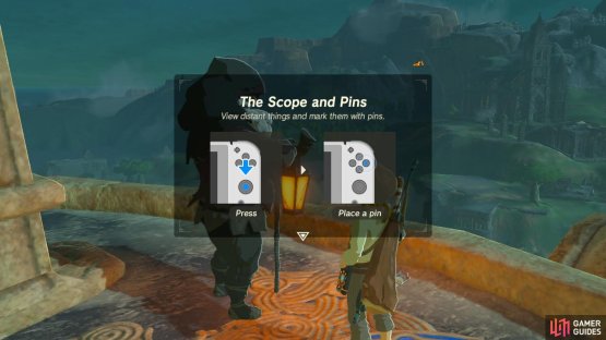 The Sheikah Slate can act as a telescope, allowing you to pinpoint far out locations to travel to.