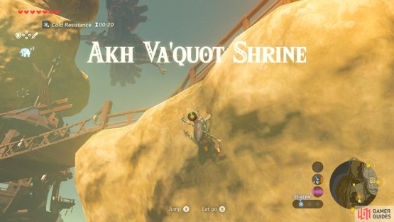 This Shrine serves as the fast-travel point for the Rito Village. It’s above this cliff