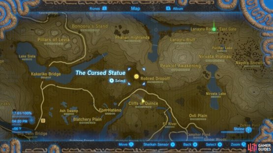 just northwest of Hateno Tower.