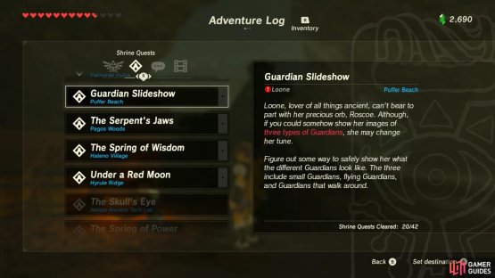 This Shrine Quest involves taking photos of Guardians