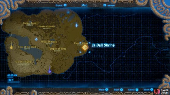 Here is the location of the Ja Baij Shrine according to your Sheikah Slate.